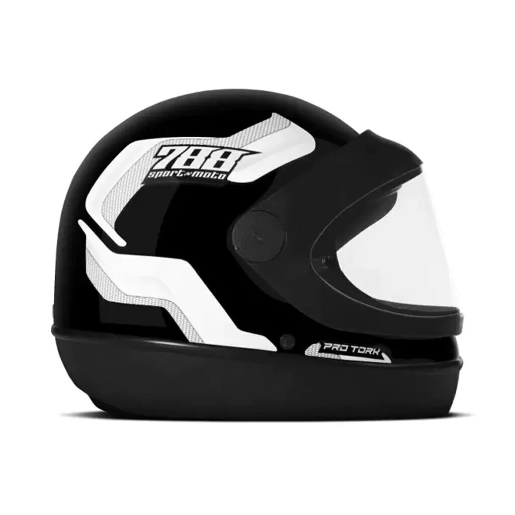 Capacete Moto Pro Tork Semiautomático Preto E Branco 788 60