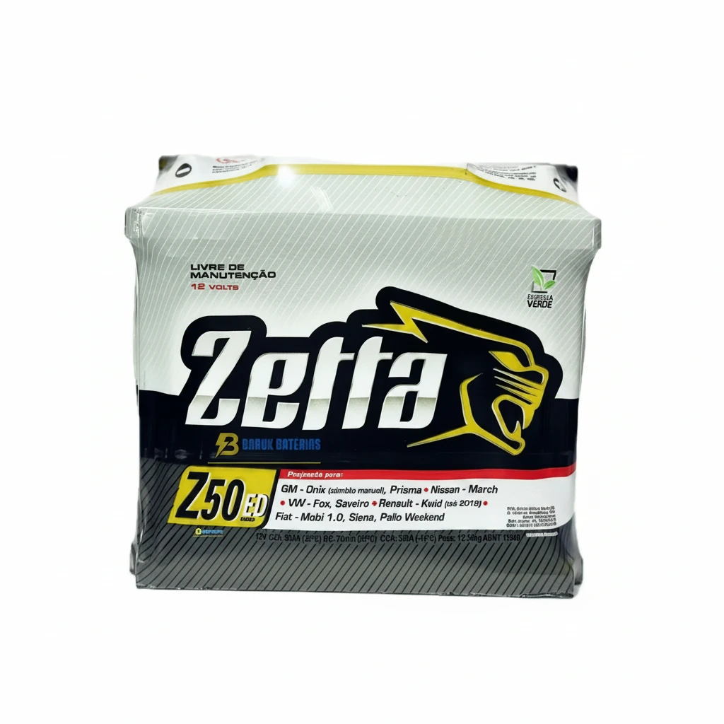 Bateria de Carro Zetta 50Ah 12V - Polo Positivo Direito Z50D